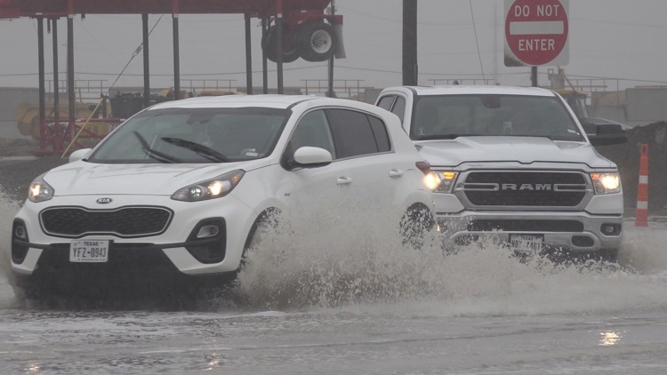 Flooded streets in Midland-Odessa after recent heavy rainfall